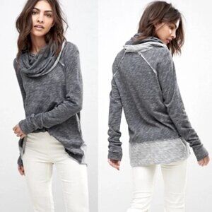 Free People Beach One Body Cowl Neck Tunic Sweater Gray Heather One Size